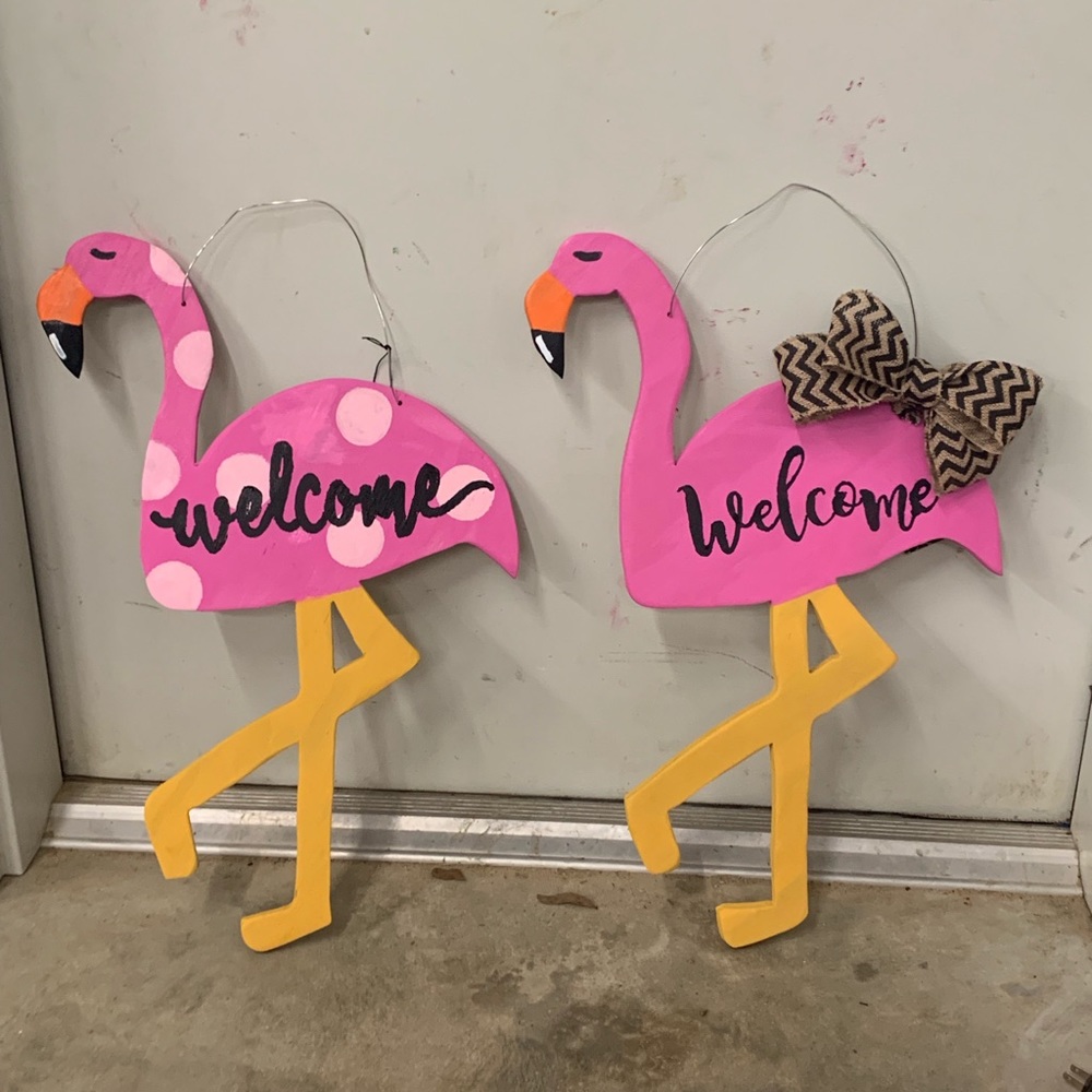 Flamingo garden flag or door hanger